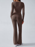 Devine Ruched Long Sleeve Top and Pants Set