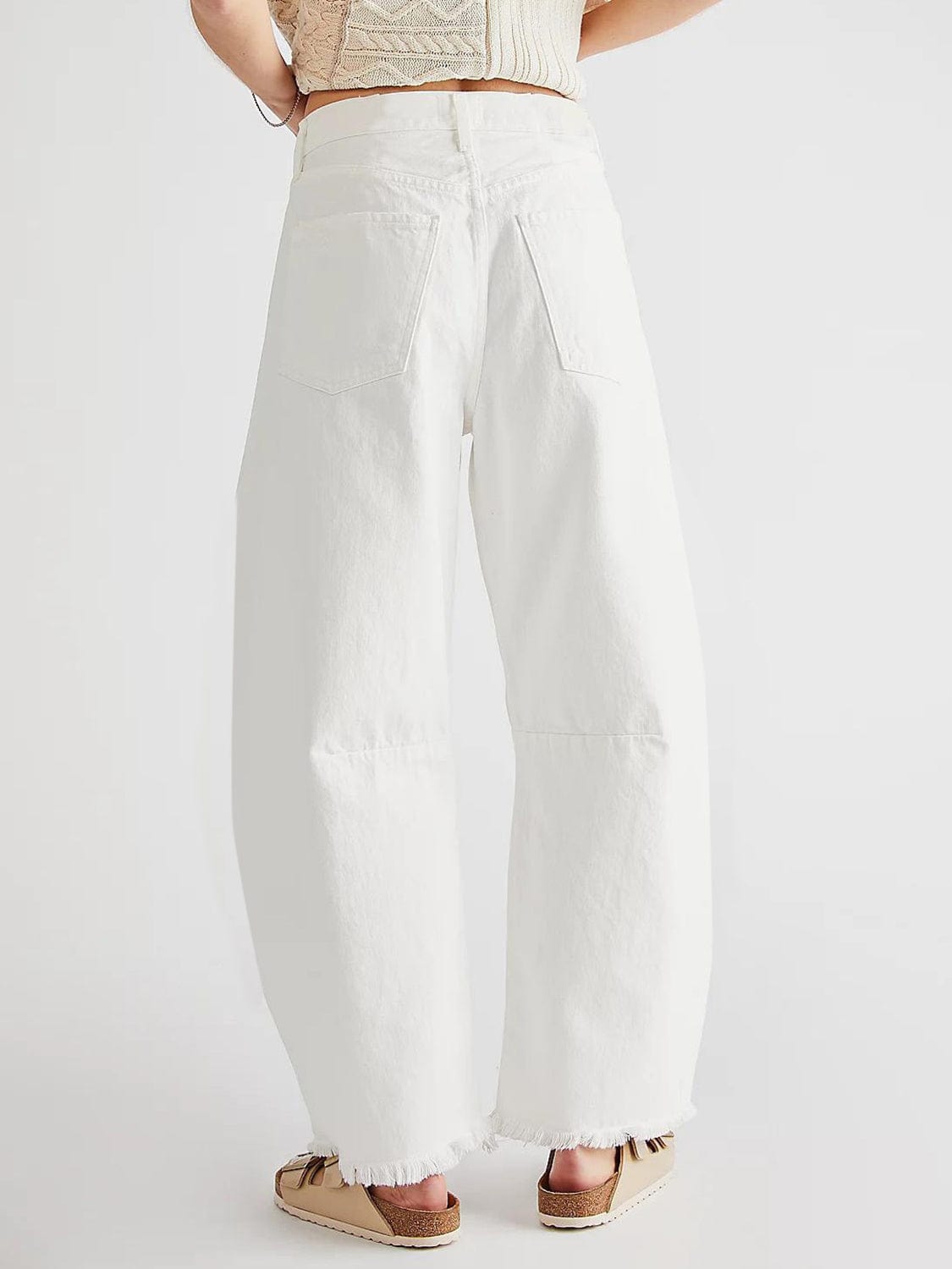 Raw Hem Wide Leg Jeans with Pockets - Trendsi