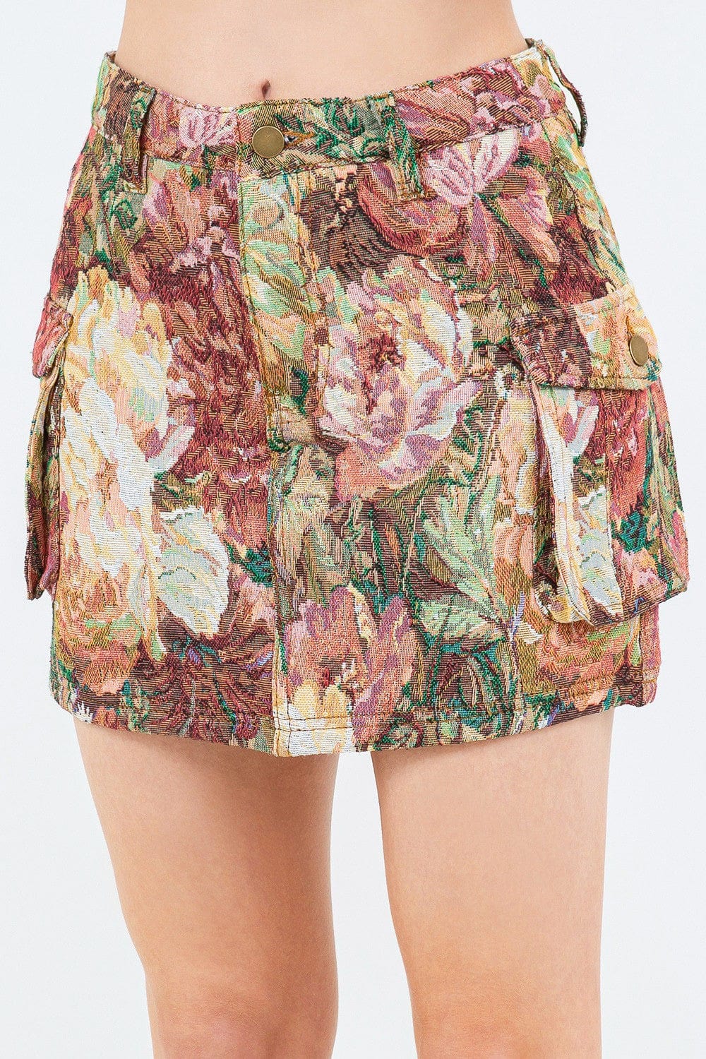 American Bazi Jacquard Weave Cargo Pocket Skirt - Trendsi