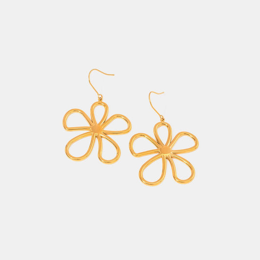 18K Gold-Plated Flower Earrings - Trendsi