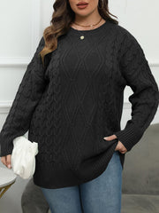 Plus Size Round Neck Long Sleeve Sweater - Trendsi