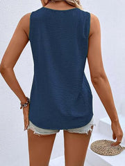 Full Size Decorative Button V-Neck Tank Trendsi