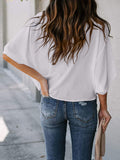 Full Size Cowl Neck Three-Quarter Sleeve Blouse Trendsi