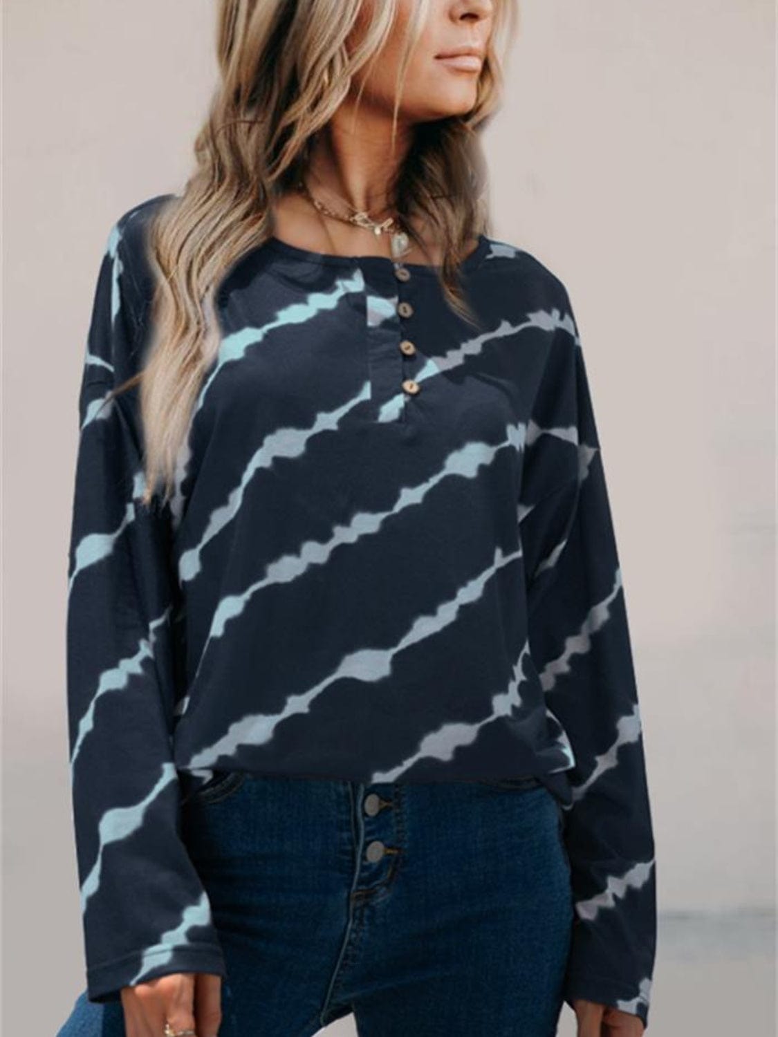 Striped Round Neck Long Sleeve T-Shirt - Trendsi