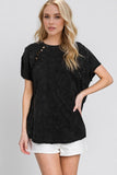 Double Take Full Size Cutout Round Neck Short Sleeve T-Shirt - Trendsi