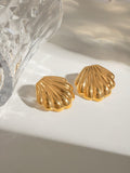 18K Gold-Plated Stainless Steel Shell Stud Earrings - Trendsi