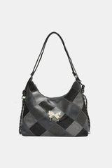 PU Leather Color Block Shoulder Bag