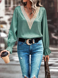 V-Neck Flounce Sleeve Blouse - Flyclothing LLC