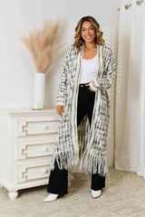 Multicolored Open Front Fringe Hem Cardigan - Flyclothing LLC