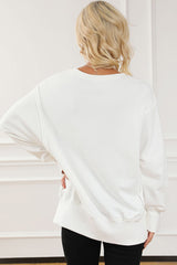 Exposed Seam High-Low Long Sleeve Sweatshirt - Trendsi