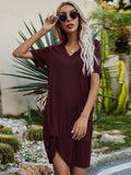 V-Neck Short Sleeve Mini Dress - Flyclothing LLC