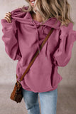 Drawstring Dropped Shoulder Long Sleeve Hoodie - Trendsi