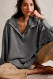 Exposed Seam Side Slit Long Sleeve Sweatshirt - Trendsi