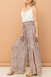 And The Why Printed Smocked Waist Slit Wide Leg Pants - Flyclothing LLC