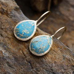 Copper Natural Stone Teardrop Shape Earrings - Trendsi