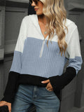 Color Block Hooded Long Sleeve T-Shirt - Trendsi