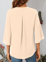 Notched Slit Half Sleeve Blouse Trendsi