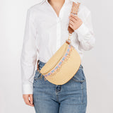 Bead Trim Straw Weave Crossbody Bag Trendsi