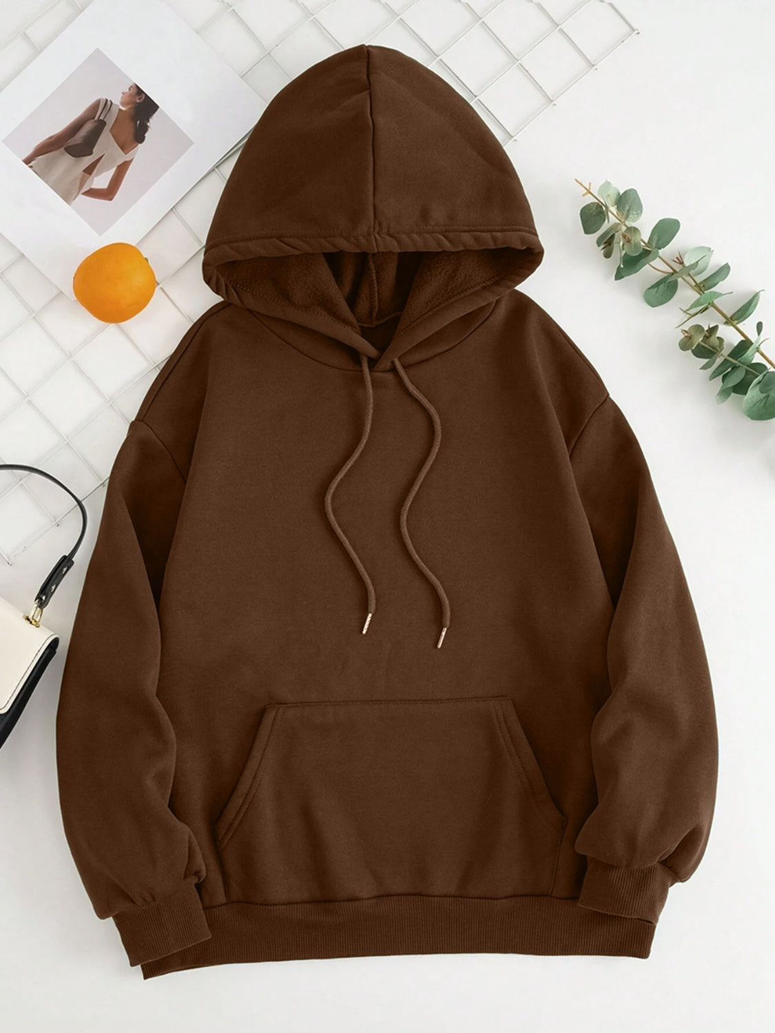 Drawstring Dropped Shoulder Hoodie - Flyclothing LLC