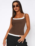 Faux Layered Square Neck Cropped Cami Trendsi