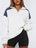 Contrast Quarter Zip Long Sleeve Sweatshirt