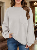 Full Size Texture Round Neck Long Sleeve Sweatshirt - Trendsi