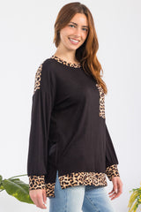 Celeste Full Size Leopard Round Neck Dropped Shoulder T-Shirt - Trendsi