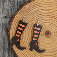 Alloy Wooden Boots Earrings - Trendsi