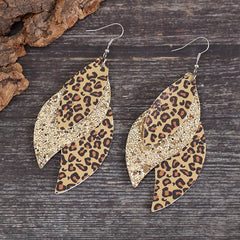 PU Leather Leopard Leaf Earrings - Trendsi