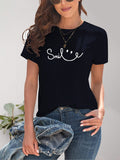 SMILE Round Neck Short Sleeve T-Shirt Trendsi