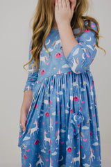 Blue Moon 3/4 Sleeve Pocket Twirl Dress - Mila & Rose ®