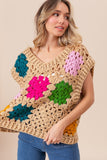 BiBi Granny Square Openwork Sweater Vest