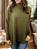 Full Size Waffle Knit Turtleneck Long Sleeve T-Shirt - Trendsi