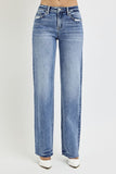 RISEN Full Size High Rise Straight Leg Jeans with Pockets - Trendsi