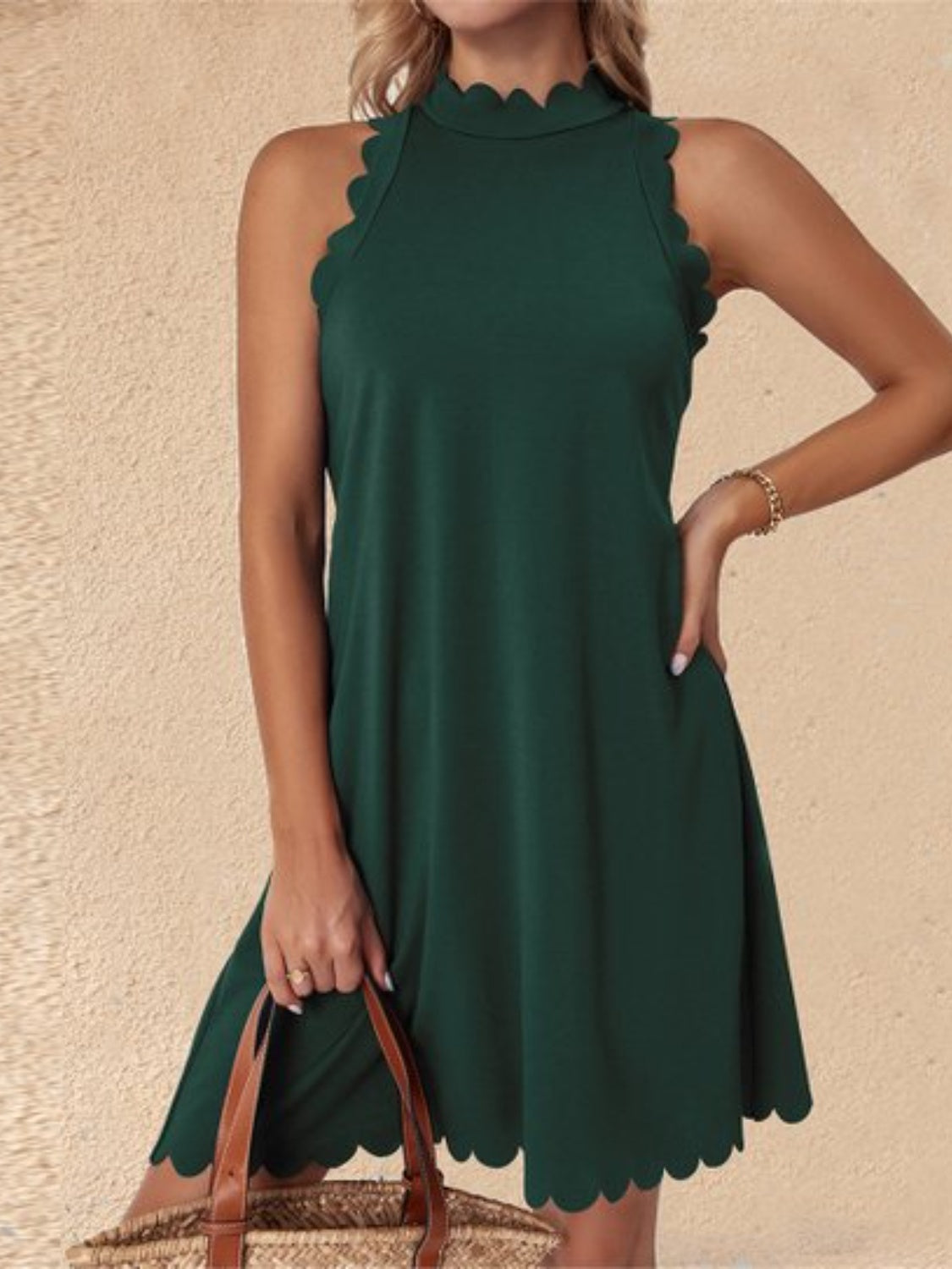 Mock Neck Sleeveless Mini Dress - Flyclothing LLC