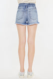 Kancan High Rise Frayed Hem Denim Shorts Trendsi