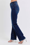 Judy Blue Full Size Raw Hem Straight Leg Jeans - Trendsi