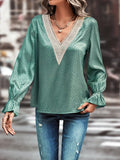 V-Neck Flounce Sleeve Blouse - Flyclothing LLC