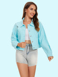 Distressed Distressed Button Up Denim Jacket - Flyclothing LLC