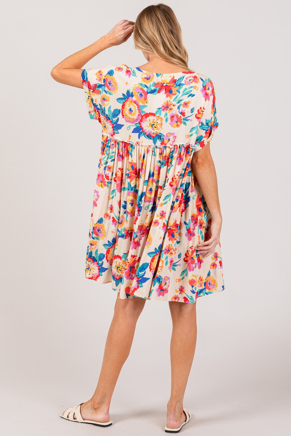 SAGE + FIG Full Size Floral Button-Down Short Sleeve Dress Trendsi