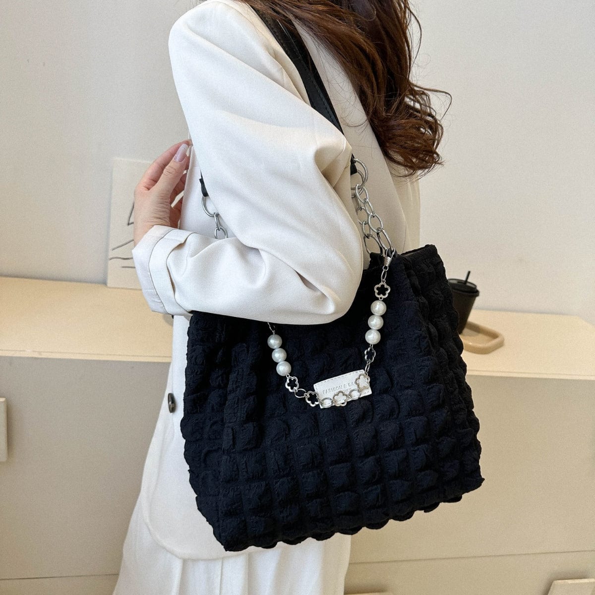 Bubble Textured Tote Bag - Trendsi