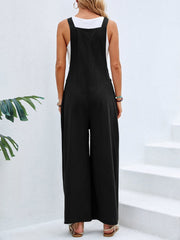 Full Size Square Neck Wide Strap Overalls - Trendsi