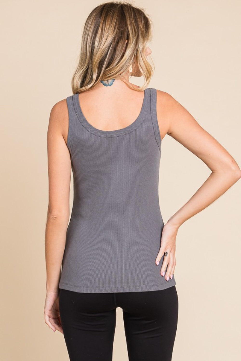 Culture Code Full Size Ribbed Scoop Neck Tank Trendsi