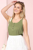 Ninexis Square Neck Half Button Tank - Flyclothing LLC