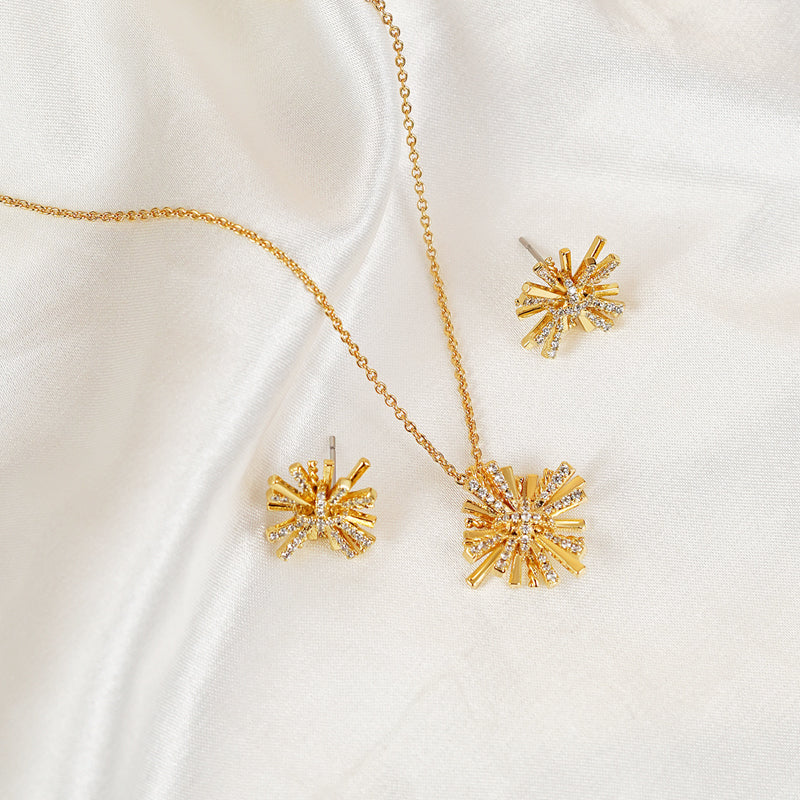 Starburst Gold-Plated Earrings and Necklace Set Trendsi