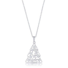 .2 ct CZ Rhodium Christmas Tree Pave Holiday Pendant - JGI