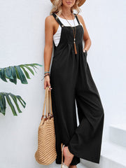 Full Size Square Neck Wide Strap Overalls - Trendsi