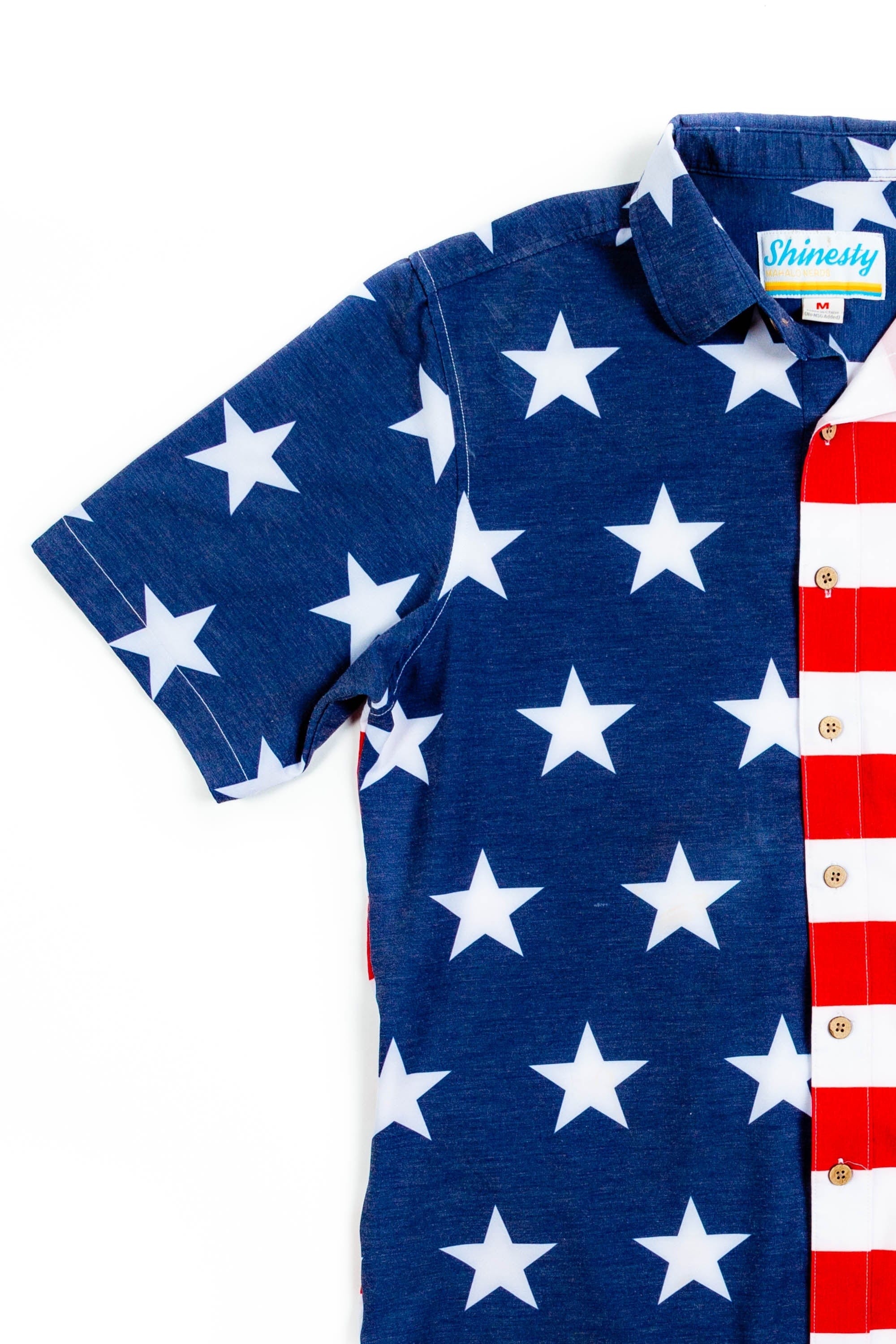 The Johnny Adams | Men's American Flag Stretch Hawaiian Shirt - Shinesty