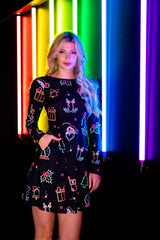 The Naughty Neon Noel | Neon Lights Christmas Skater Dress