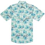 Men's Ely Cattleman Short Sleeve Hawaiian Horse Print Western Snap Shirt- Tan & Ecru Ely Cattleman